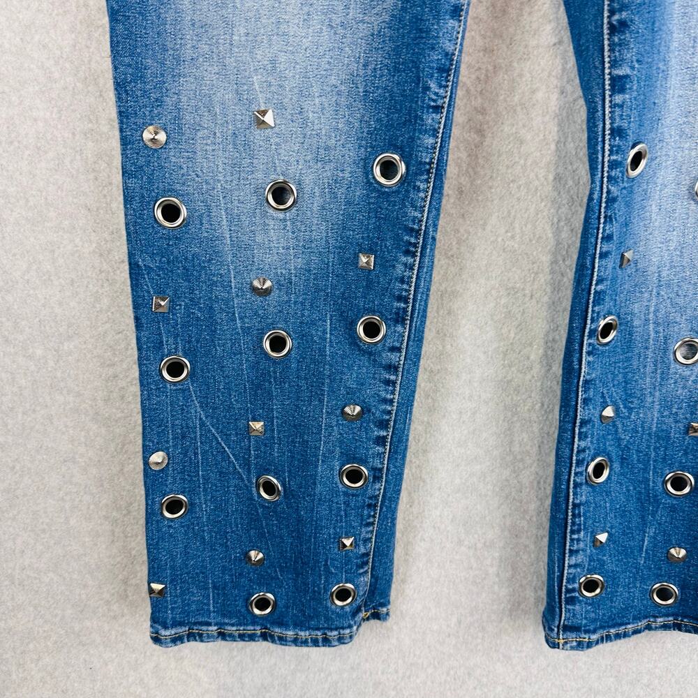 Seven7 Womans Sz 16W Jeans High Rise Straight Crop Denim Stretch Rivets Stud - Picture 5 of 10